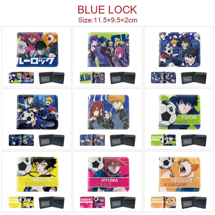 Blue Lock Inspired Full Color Short Bi-Fold Wallet – Anime Card Holder & Coin Purse with Compact PU Leather Design, Perfect for Students & Fans